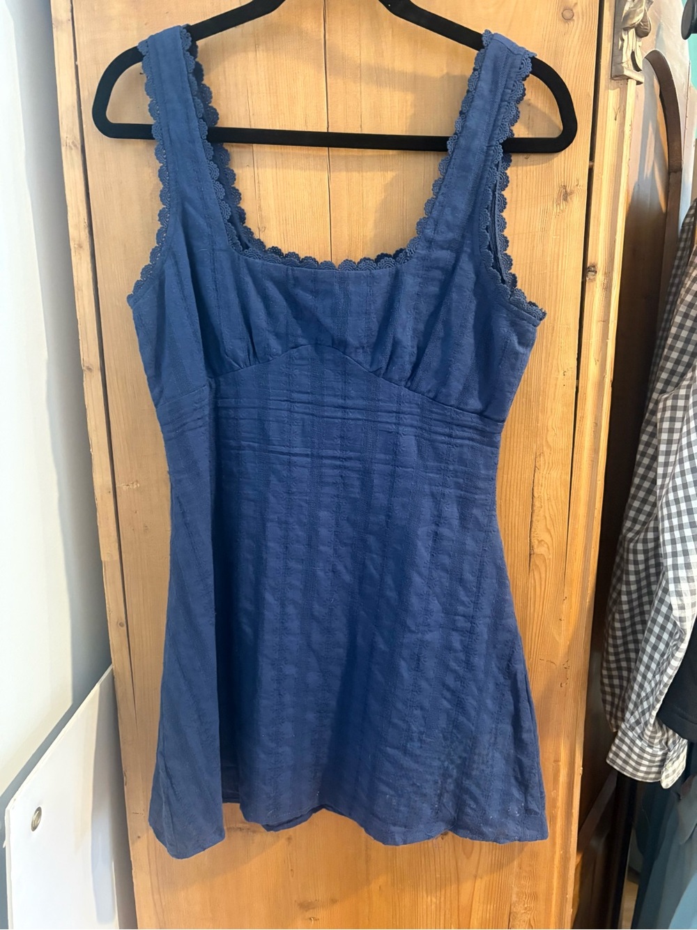 Princess Polly Navy Textured Square-Neck Mini Dress - Picture 2 of 2